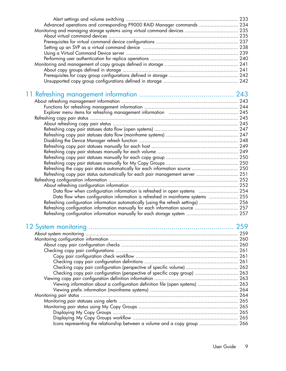 11 refreshing management information, 12 system monitoring | HP XP P9000 Command View Advanced Edition Software User Manual | Page 9 / 470