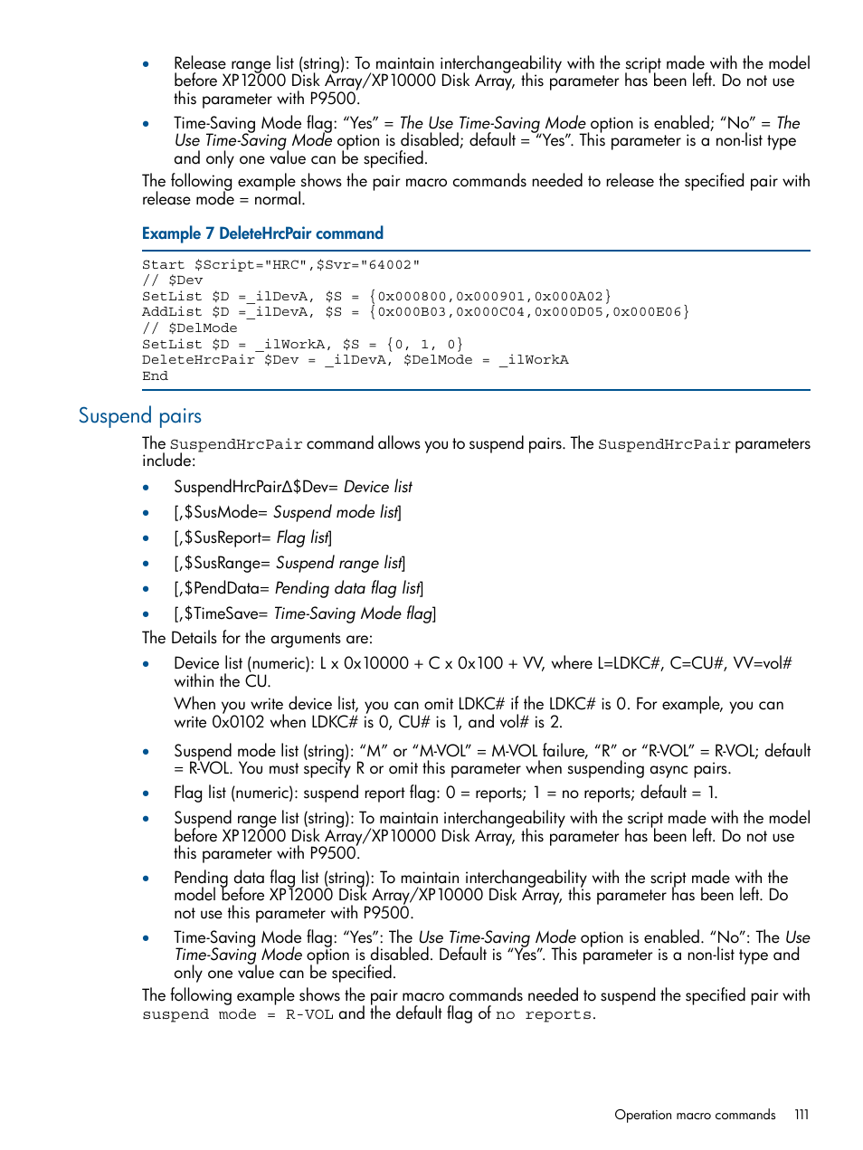 Suspend pairs | HP XP P9500 Storage User Manual | Page 111 / 152