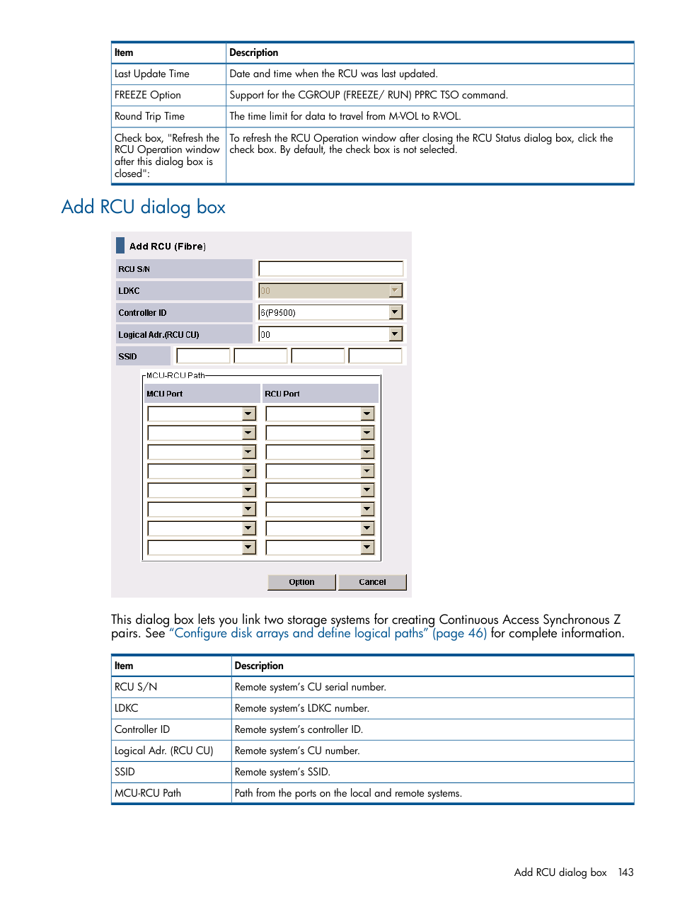 Add rcu dialog box | HP XP P9500 Storage User Manual | Page 143 / 152