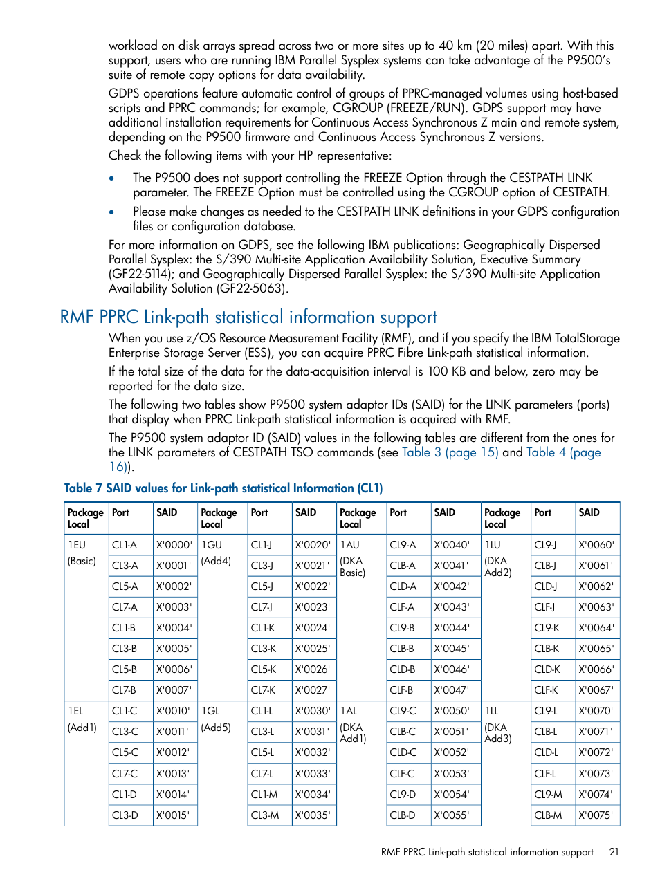 Rmf pprc link-path statistical information support | HP XP P9500 Storage User Manual | Page 21 / 152