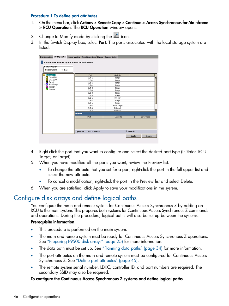 Configure disk arrays and define logical paths, Configure disk arrays and define logical | HP XP P9500 Storage User Manual | Page 46 / 152