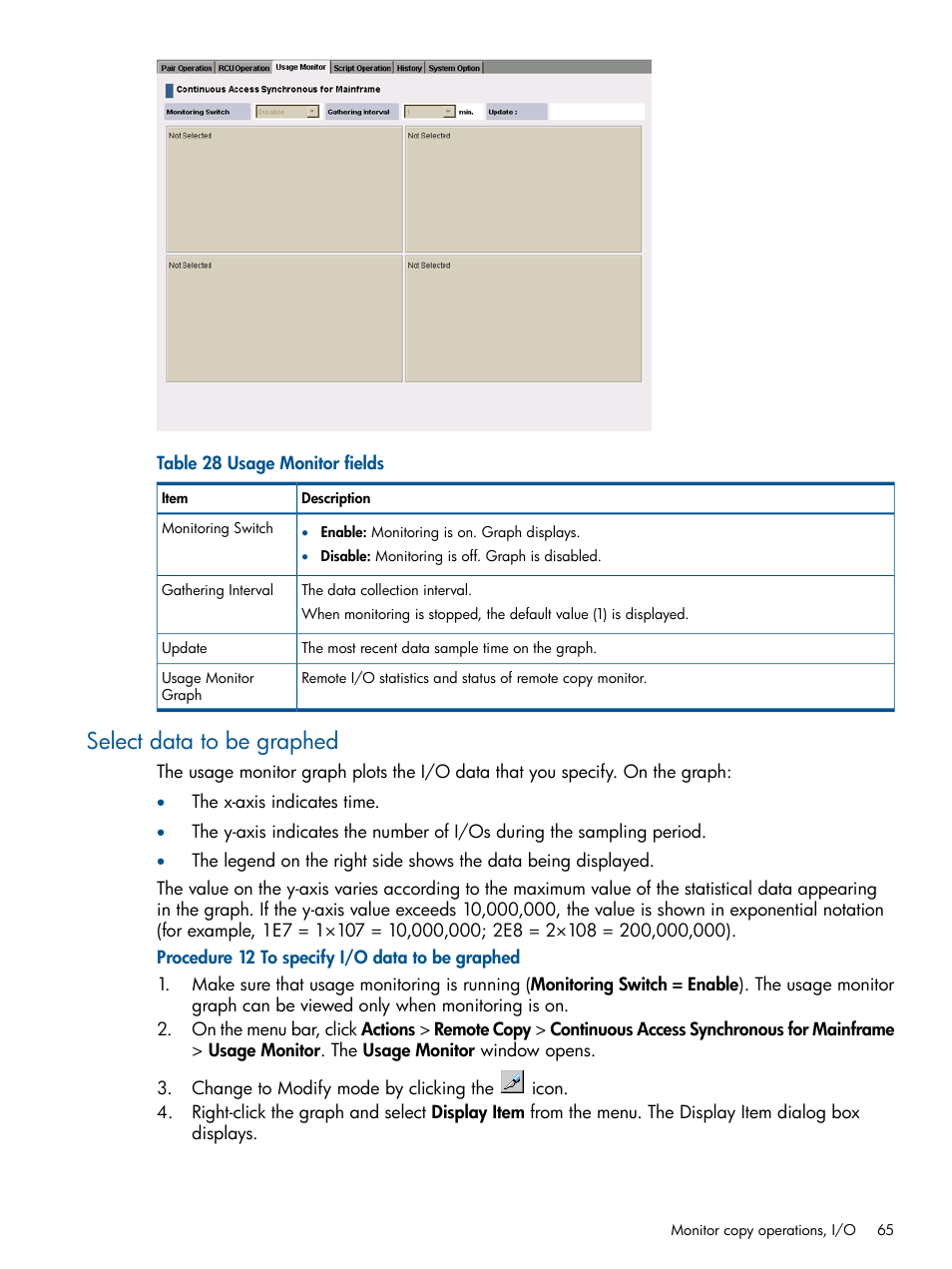 Select data to be graphed | HP XP P9500 Storage User Manual | Page 65 / 152