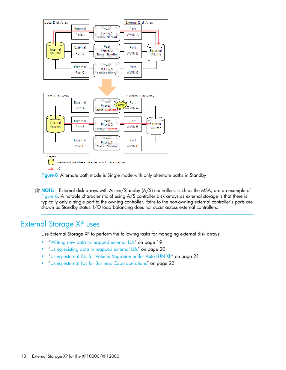 External storage xp uses, Figure 8, Ther | HP StorageWorks XP Remote Web Console Software User Manual | Page 18 / 106