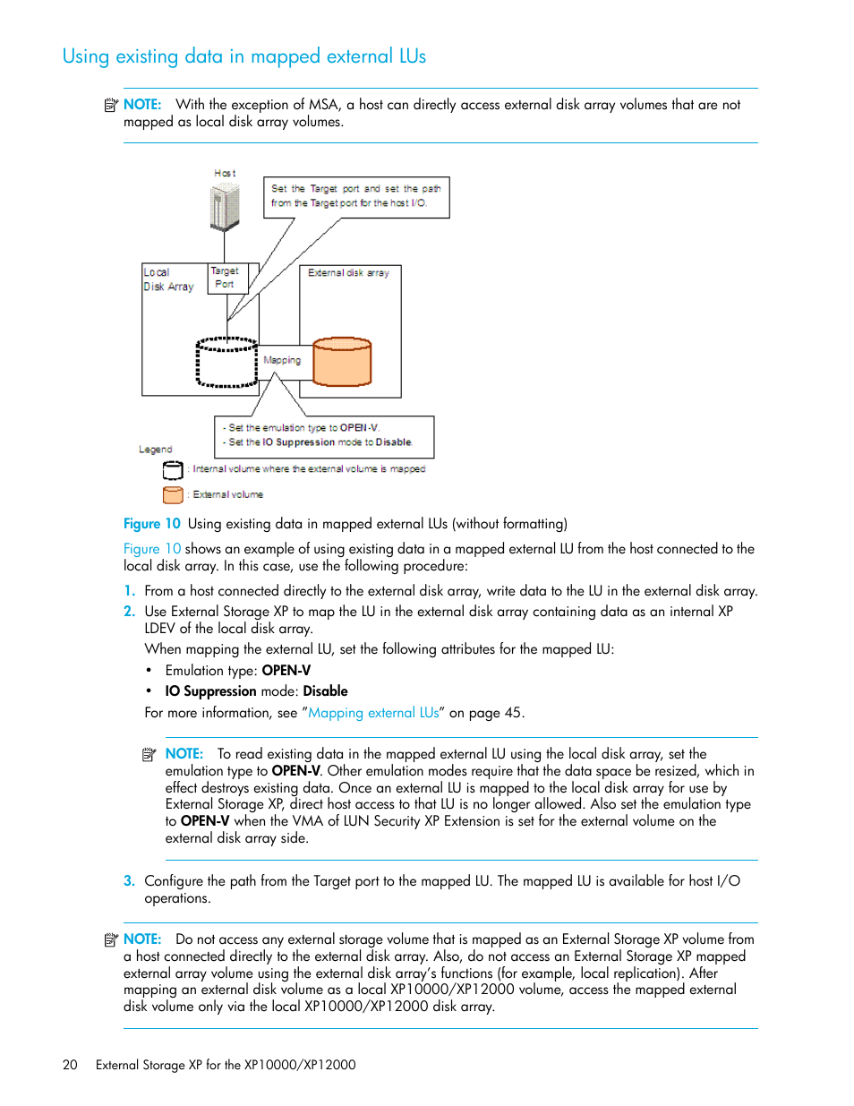 Using existing data in mapped external lus | HP StorageWorks XP Remote Web Console Software User Manual | Page 20 / 106