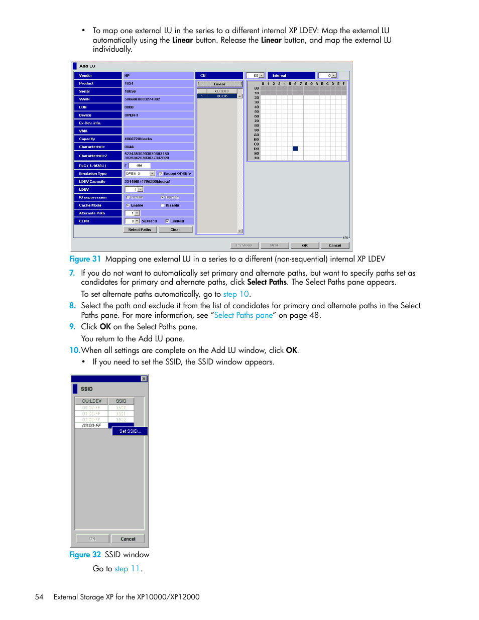 Figure 32 ssid window, 32 ssid window | HP StorageWorks XP Remote Web Console Software User Manual | Page 54 / 106
