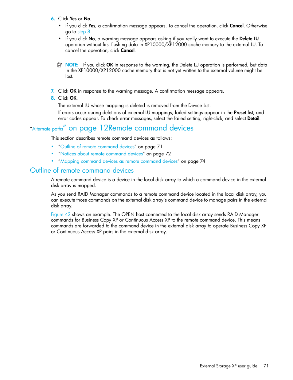 Outline of remote command devices, On page 12r emote command devices | HP StorageWorks XP Remote Web Console Software User Manual | Page 71 / 106