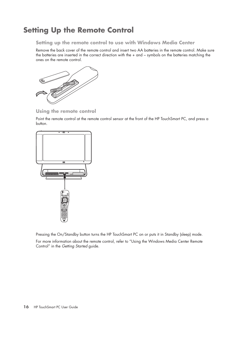 Setting up the remote control, Using the remote control | HP TouchSmart IQ775 Desktop PC User Manual | Page 20 / 64