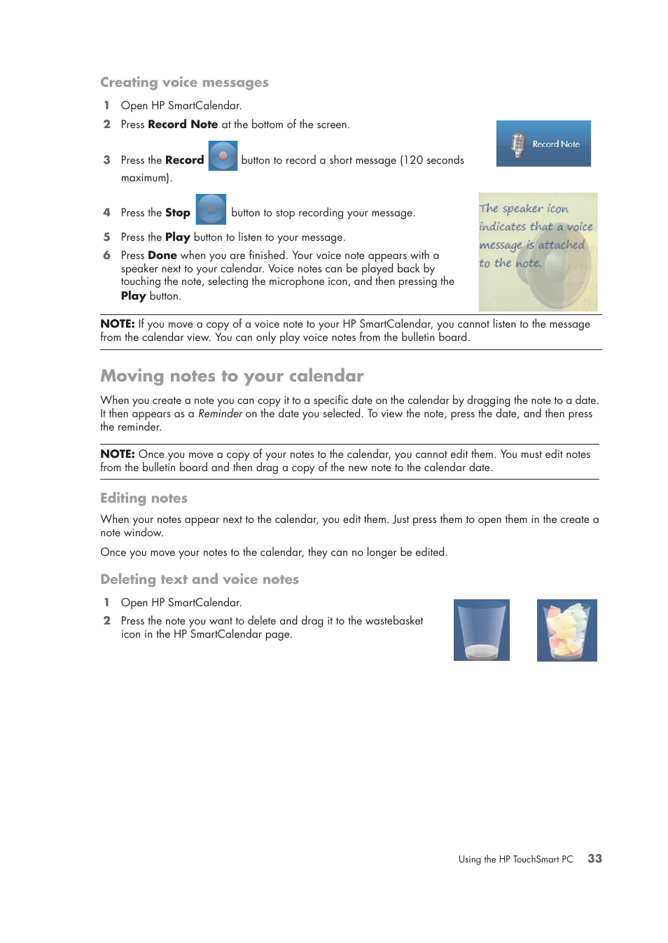 Moving notes to your calendar | HP TouchSmart IQ775 Desktop PC User Manual | Page 37 / 64