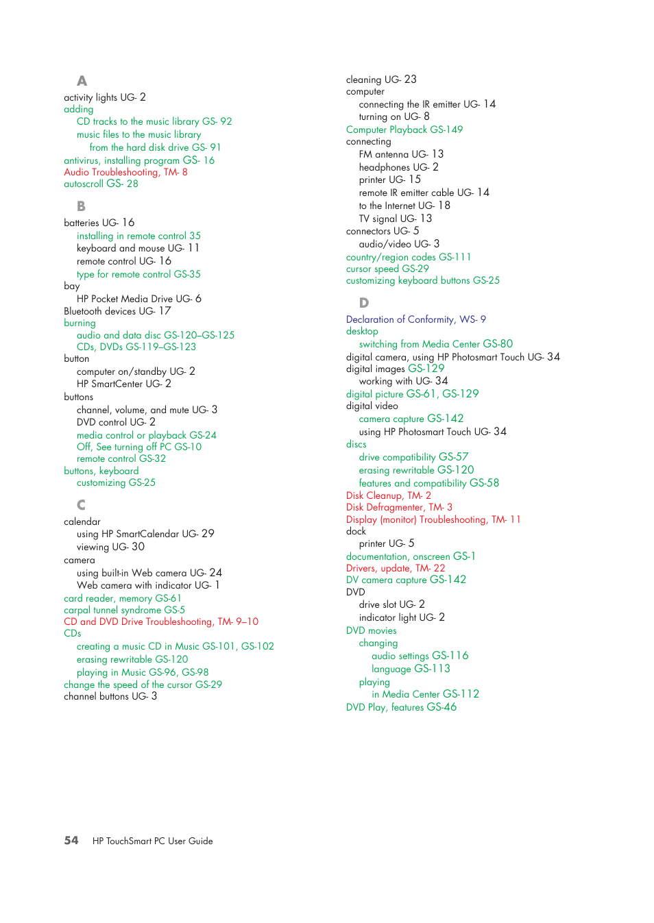 HP TouchSmart IQ775 Desktop PC User Manual | Page 58 / 64