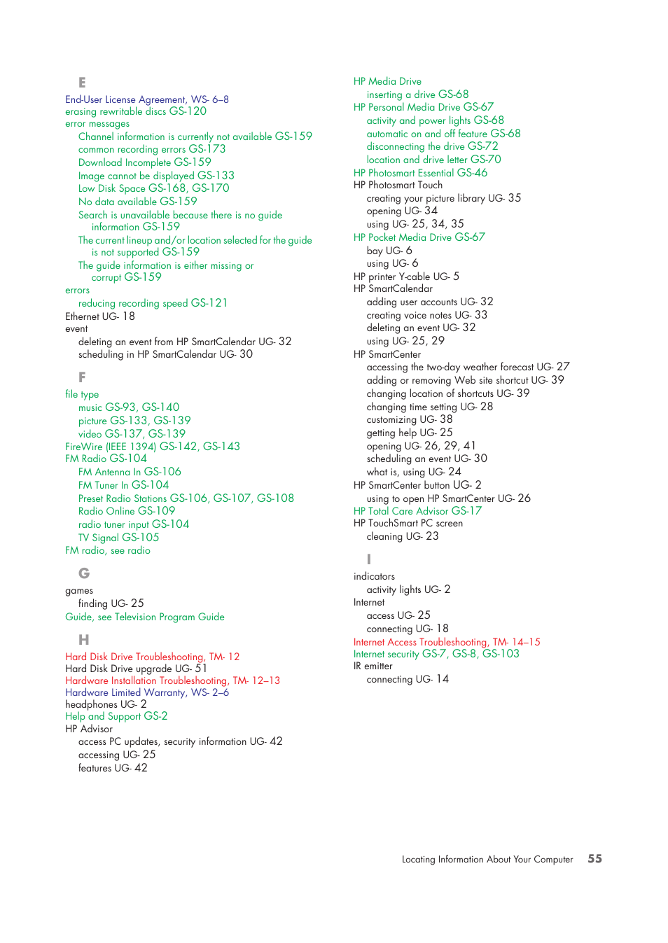 HP TouchSmart IQ775 Desktop PC User Manual | Page 59 / 64