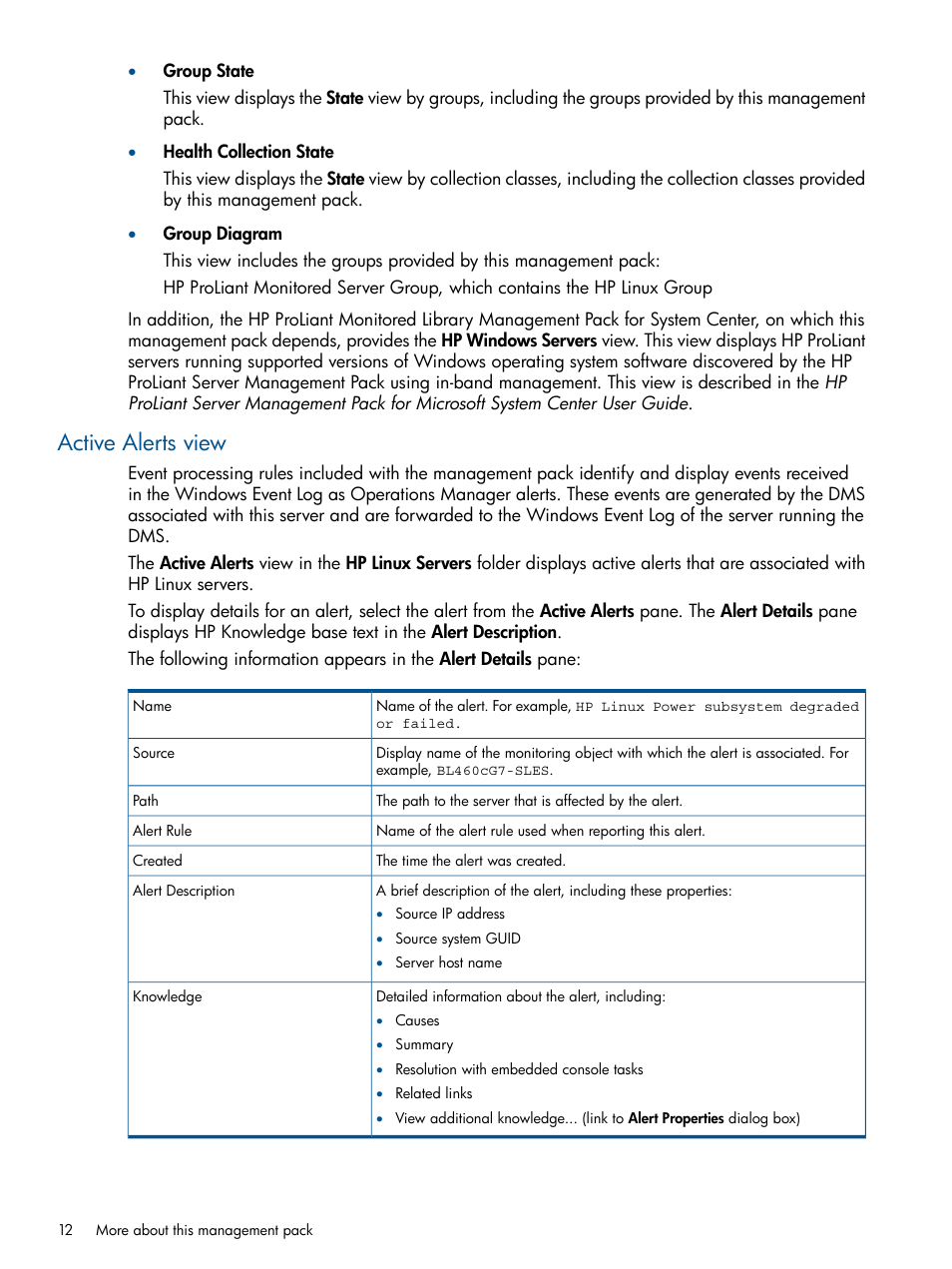 Active alerts view | HP OneView for Microsoft System Center User Manual | Page 12 / 32