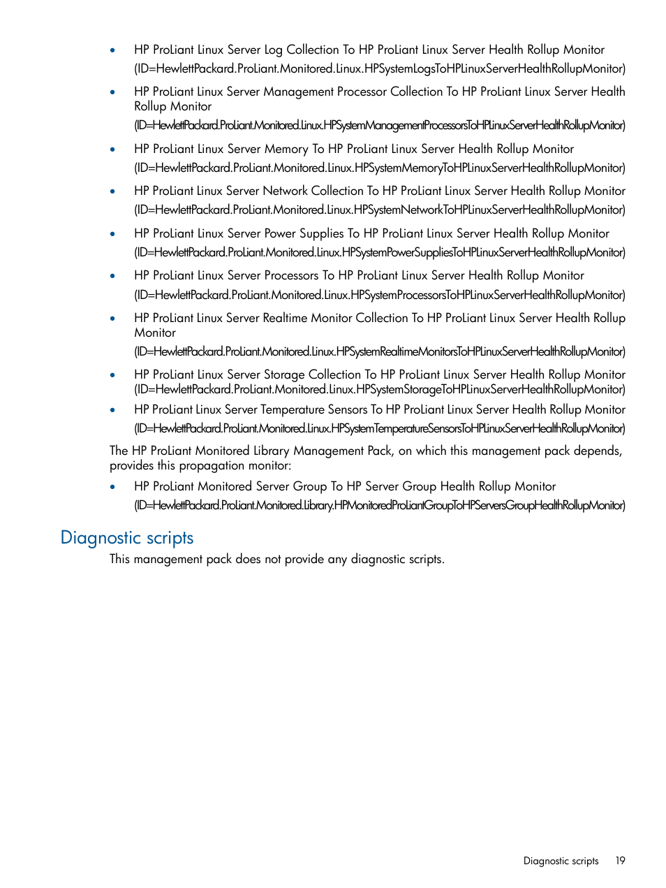 Diagnostic scripts | HP OneView for Microsoft System Center User Manual | Page 19 / 32