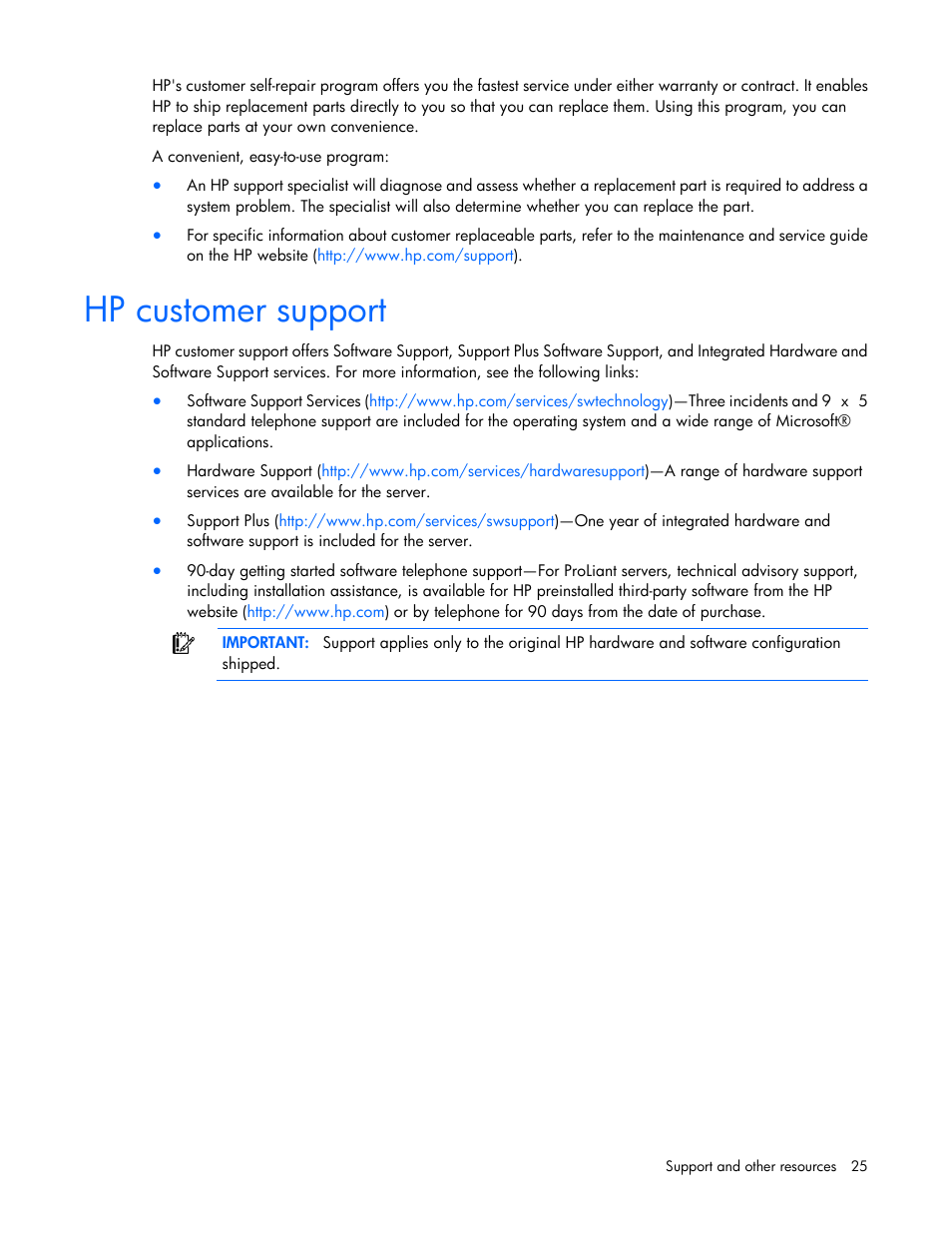 Hp customer support | HP ProLiant DL360 G4 Server User Manual | Page 25 / 27