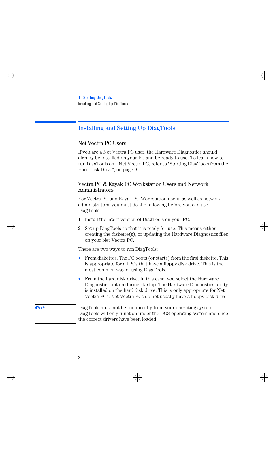 Installing and setting up diagtools | HP Vectra VL 6xxx series 8 User Manual | Page 14 / 96