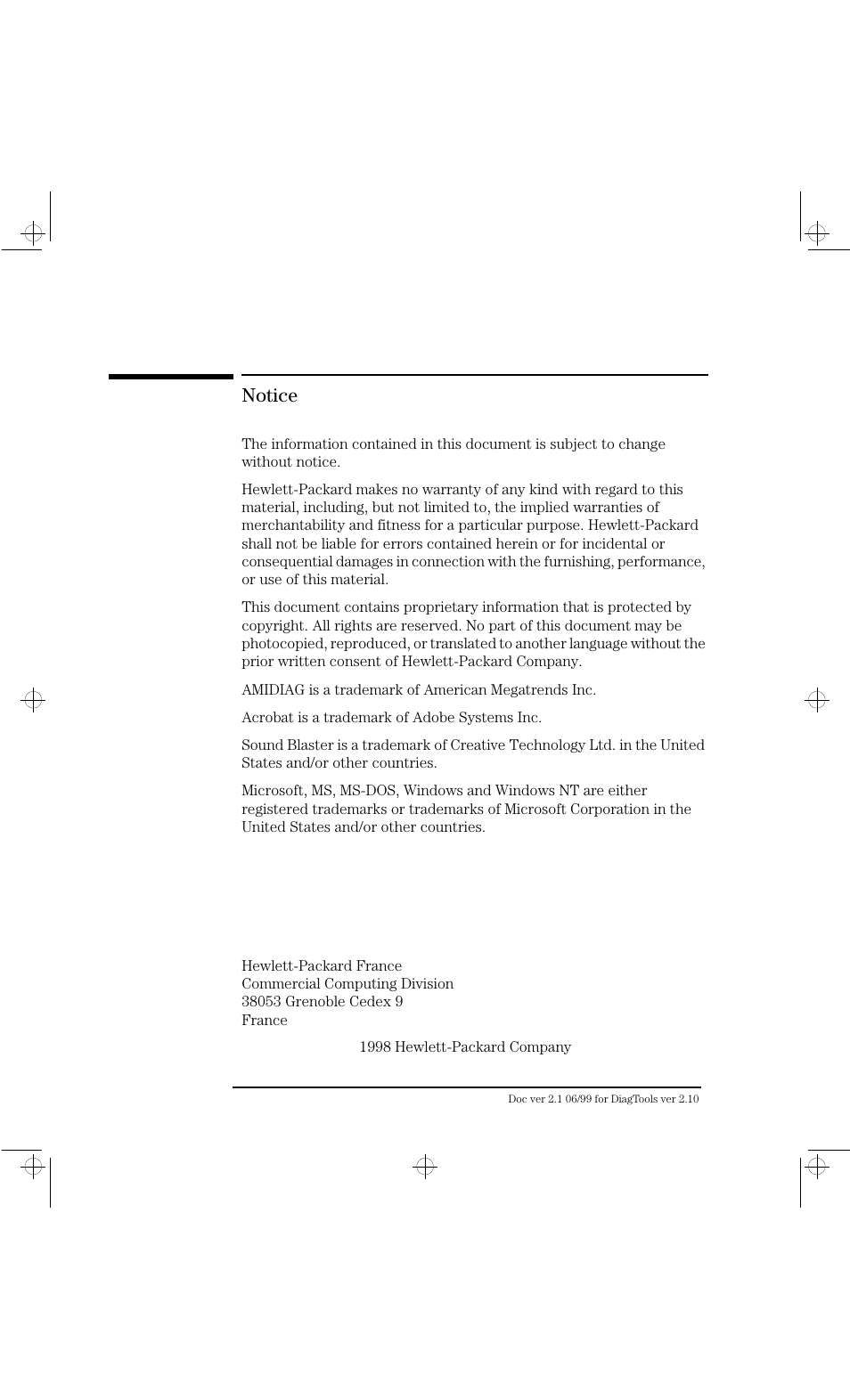 Notice | HP Vectra VL 6xxx series 8 User Manual | Page 2 / 96