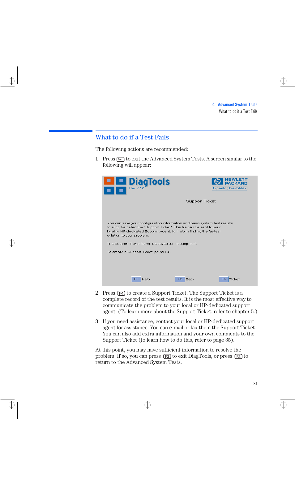 What to do if a test fails | HP Vectra VL 6xxx series 8 User Manual | Page 43 / 96