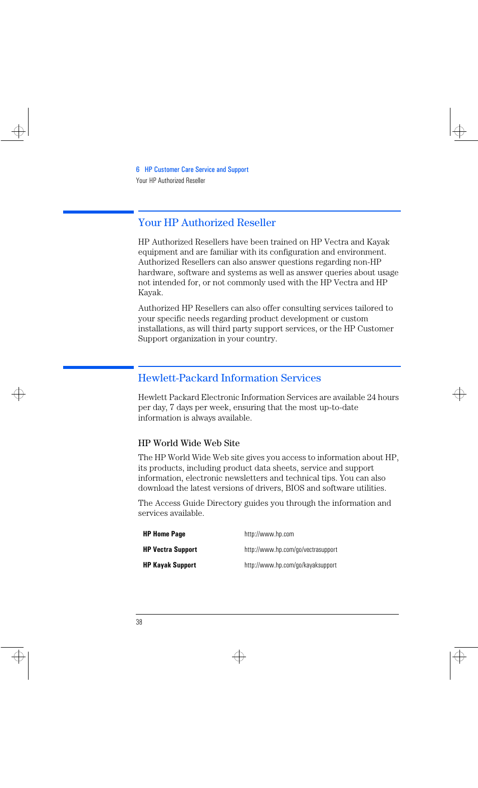 Your hp authorized reseller, Hewlett-packard information services | HP Vectra VL 6xxx series 8 User Manual | Page 50 / 96