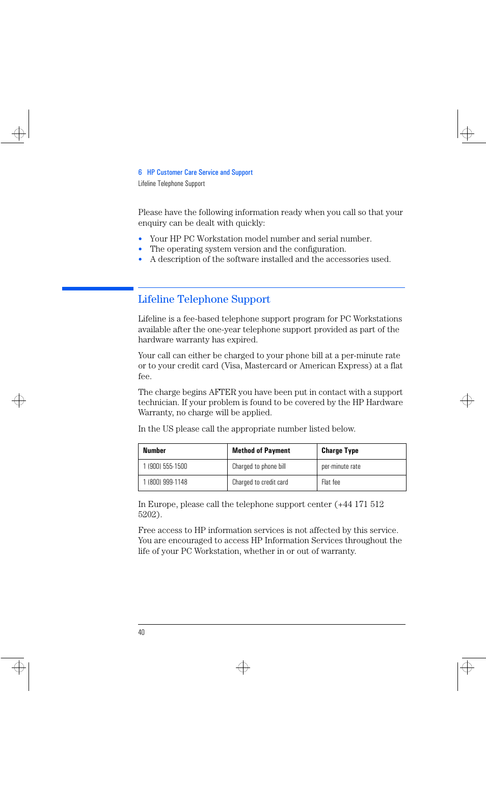 Lifeline telephone support | HP Vectra VL 6xxx series 8 User Manual | Page 52 / 96