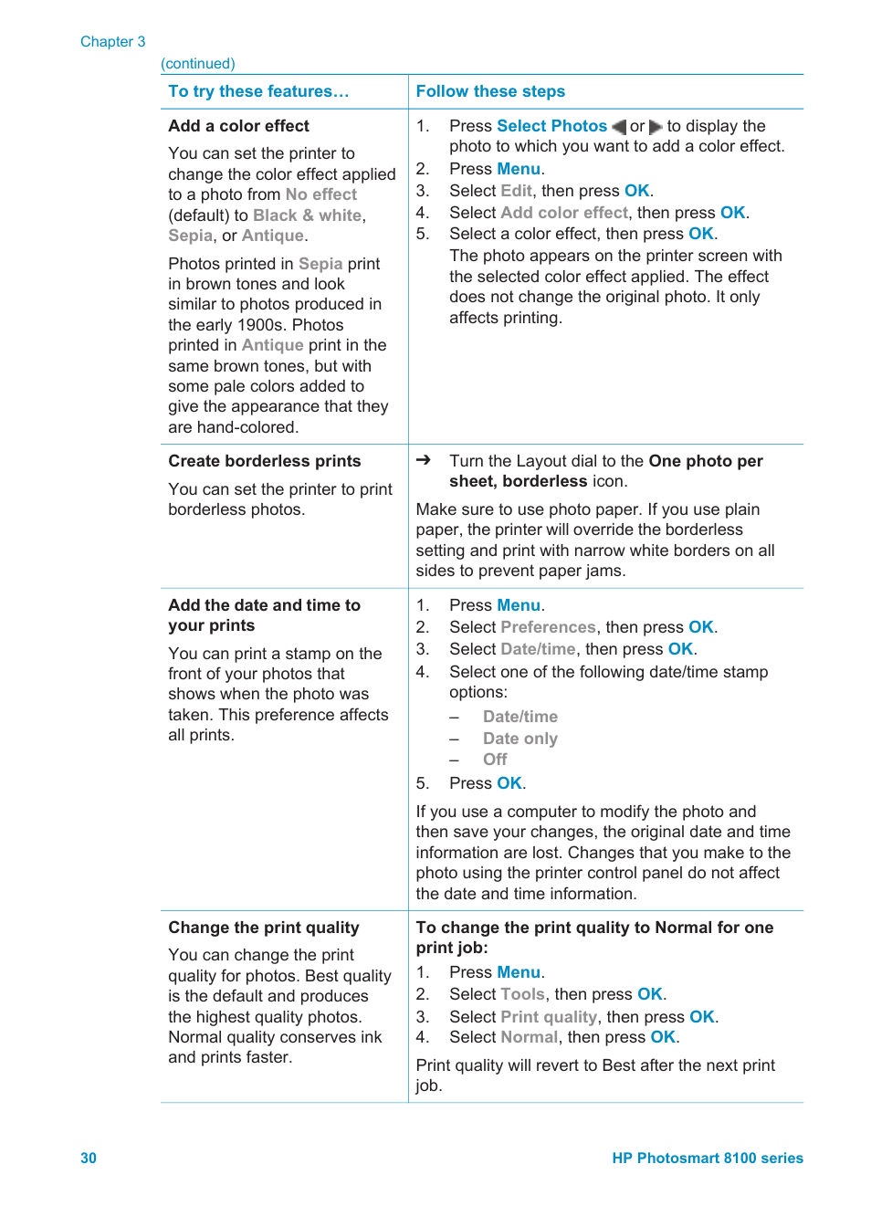 HP Photosmart 8150xi Photo Printer User Manual | Page 33 / 78