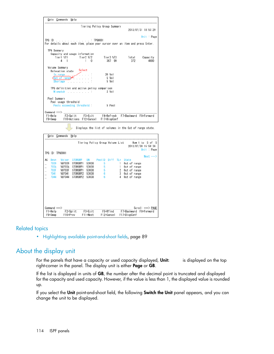 About the display unit | HP XP Command View Advanced Edition Software User Manual | Page 114 / 310