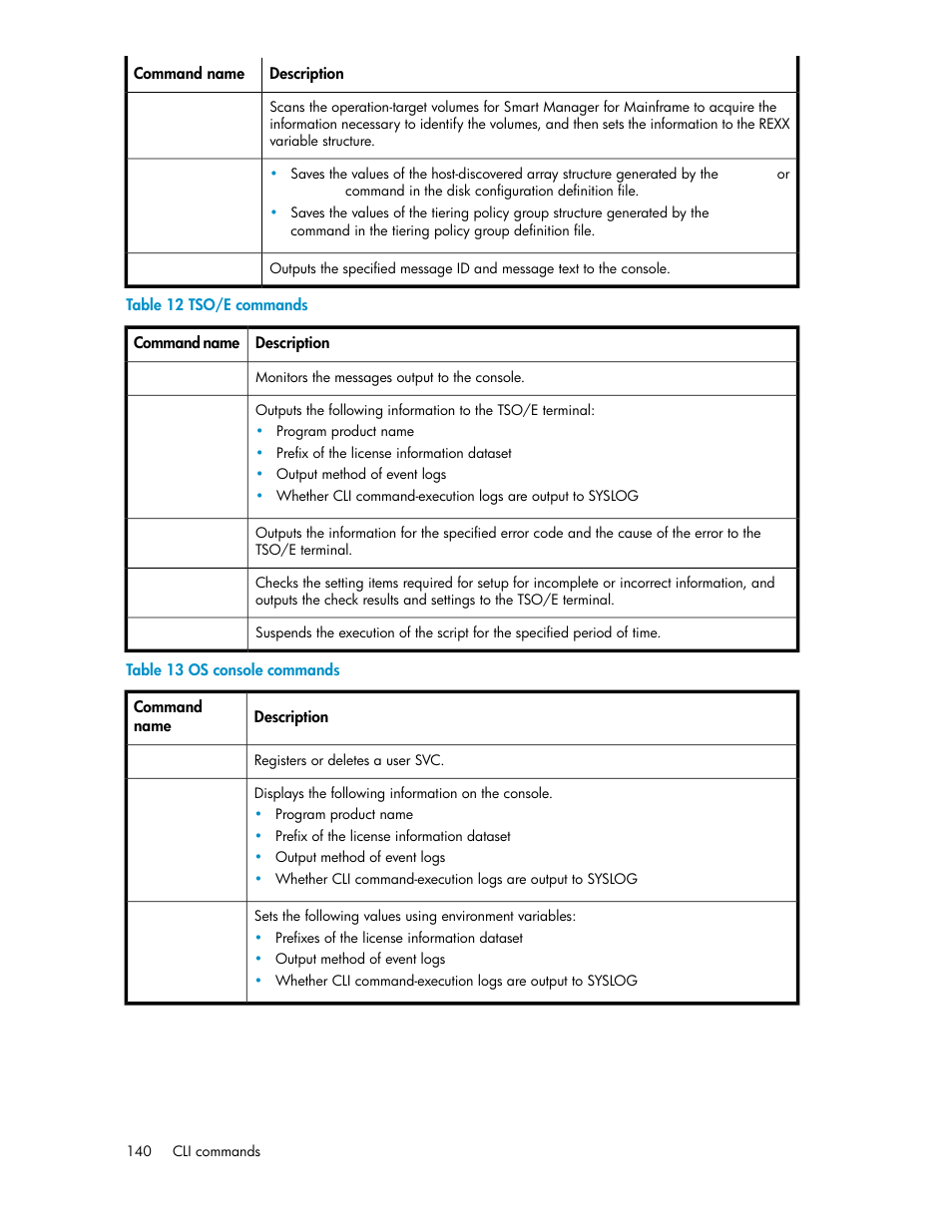 Tso/e commands, Os console commands | HP XP Command View Advanced Edition Software User Manual | Page 140 / 310