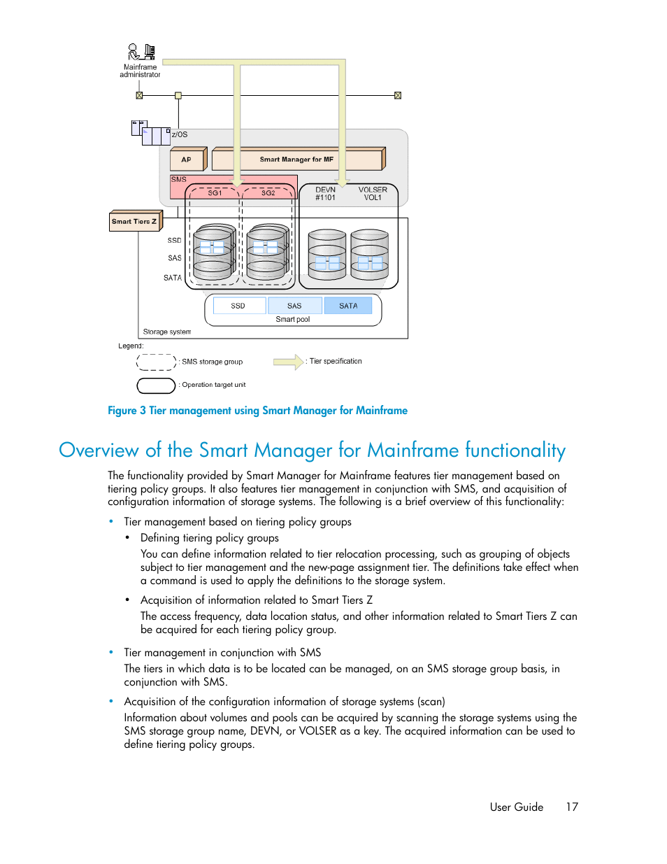 Tier management using smart manager for mainframe | HP XP Command View Advanced Edition Software User Manual | Page 17 / 310