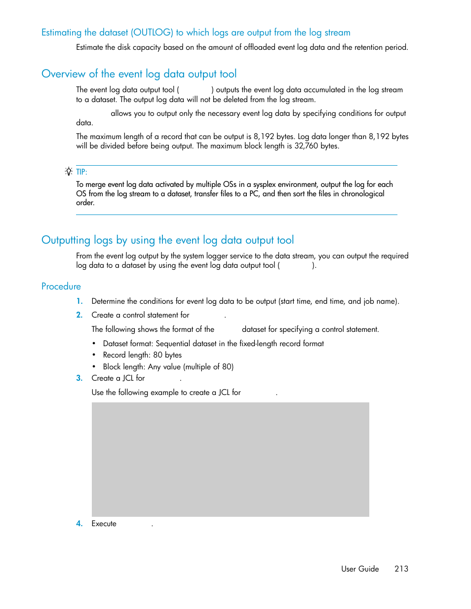 Overview of the event log data output tool | HP XP Command View Advanced Edition Software User Manual | Page 213 / 310