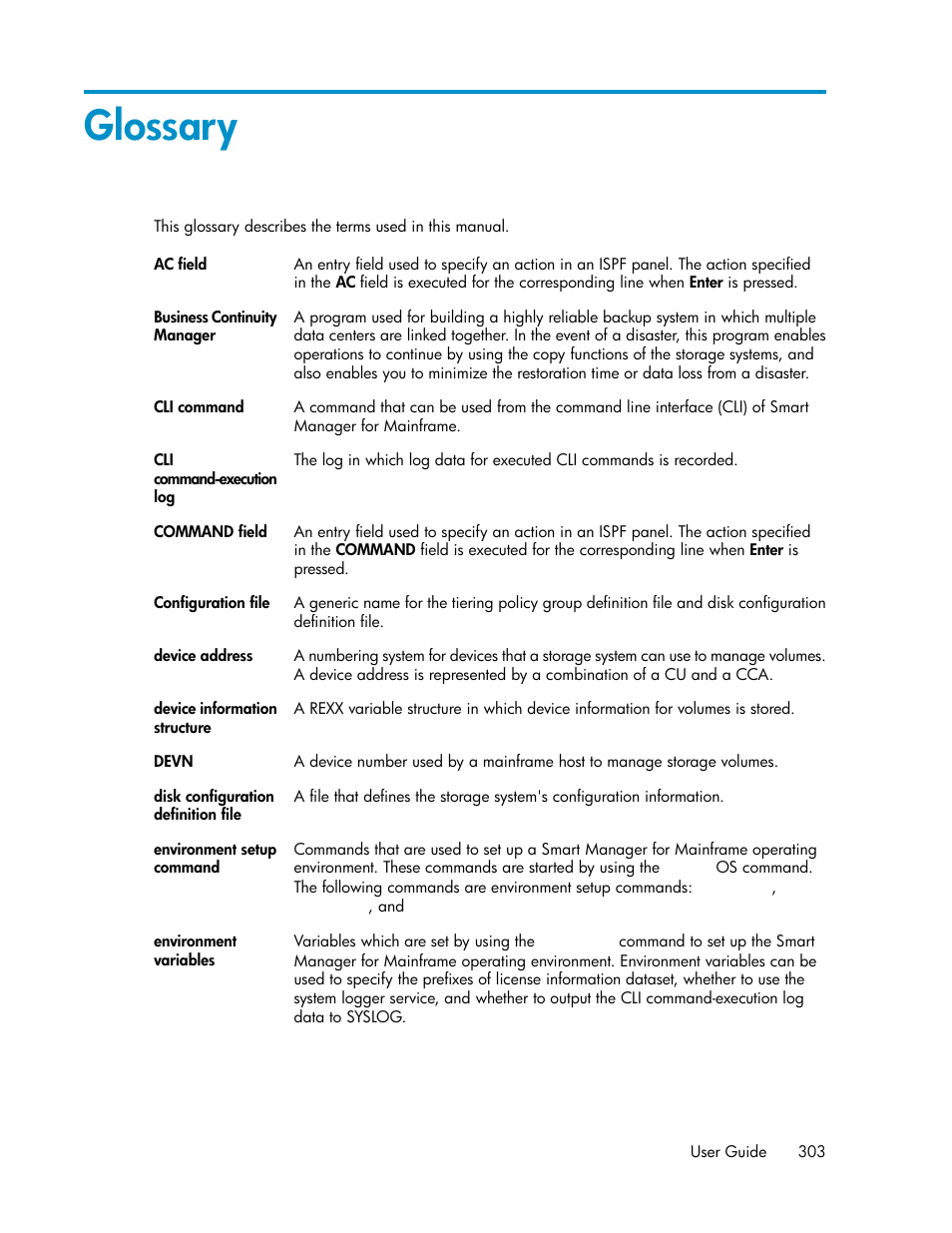 Glossary | HP XP Command View Advanced Edition Software User Manual | Page 303 / 310