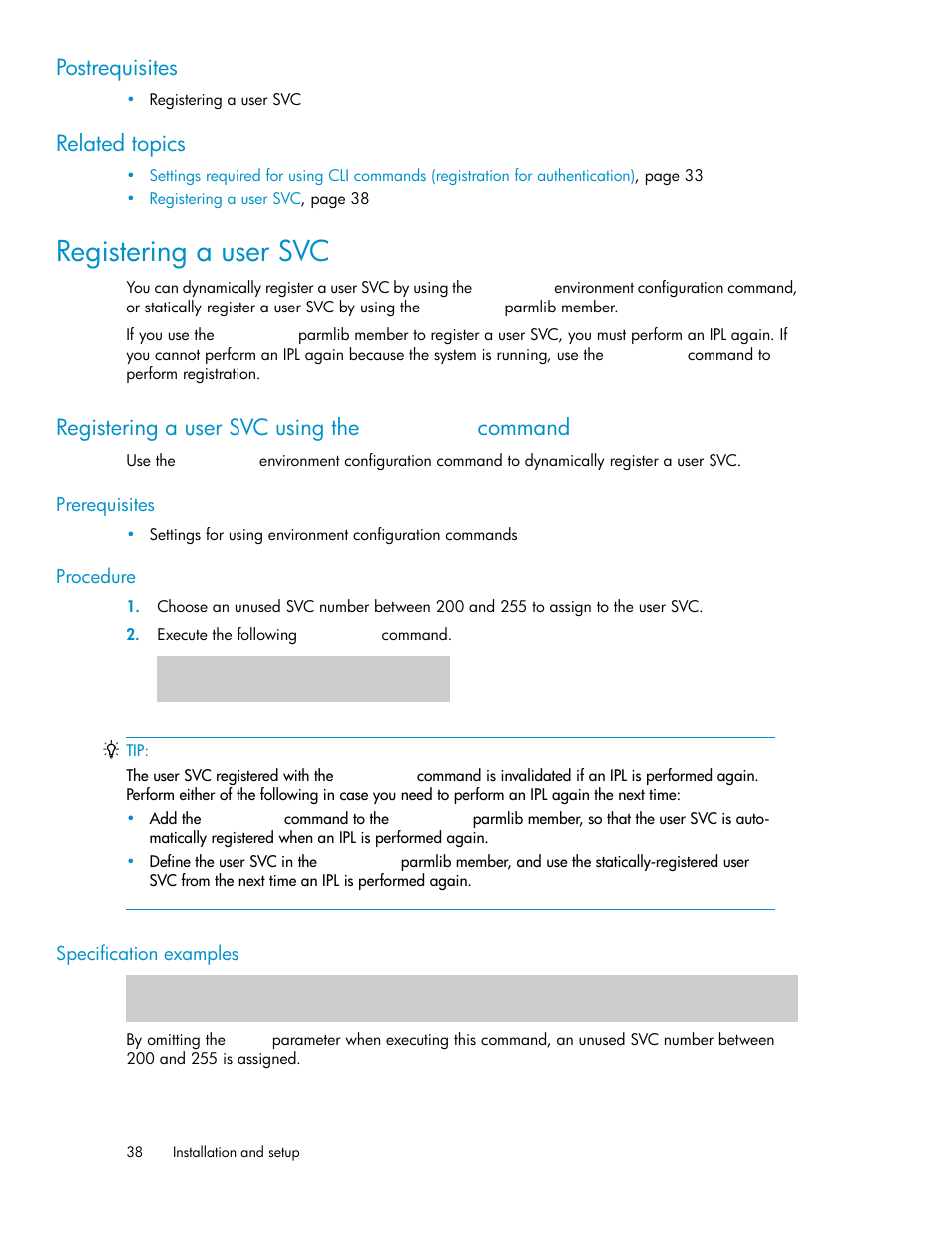 Registering a user svc, Registering a user svc using the ktalcsvc command, Postrequisites | Related topics | HP XP Command View Advanced Edition Software User Manual | Page 38 / 310