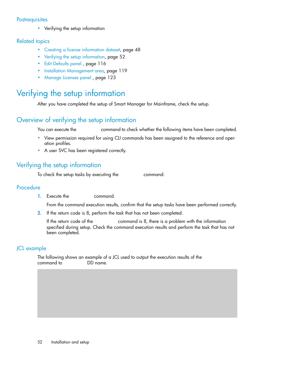 Verifying the setup information, Overview of verifying the setup information, 52 verifying the setup information | HP XP Command View Advanced Edition Software User Manual | Page 52 / 310