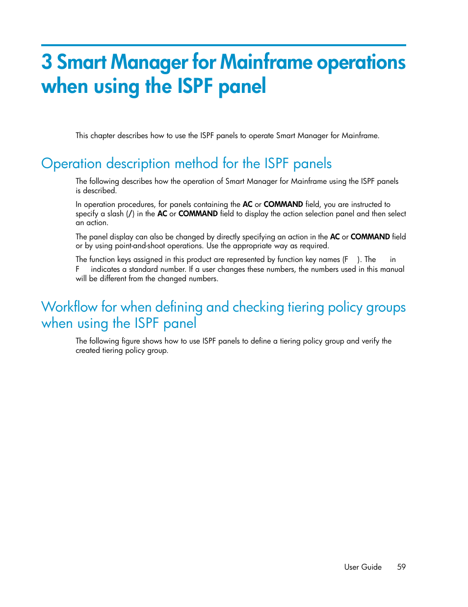 Operation description method for the ispf panels | HP XP Command View Advanced Edition Software User Manual | Page 59 / 310