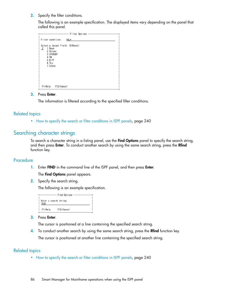 Searching character strings | HP XP Command View Advanced Edition Software User Manual | Page 86 / 310