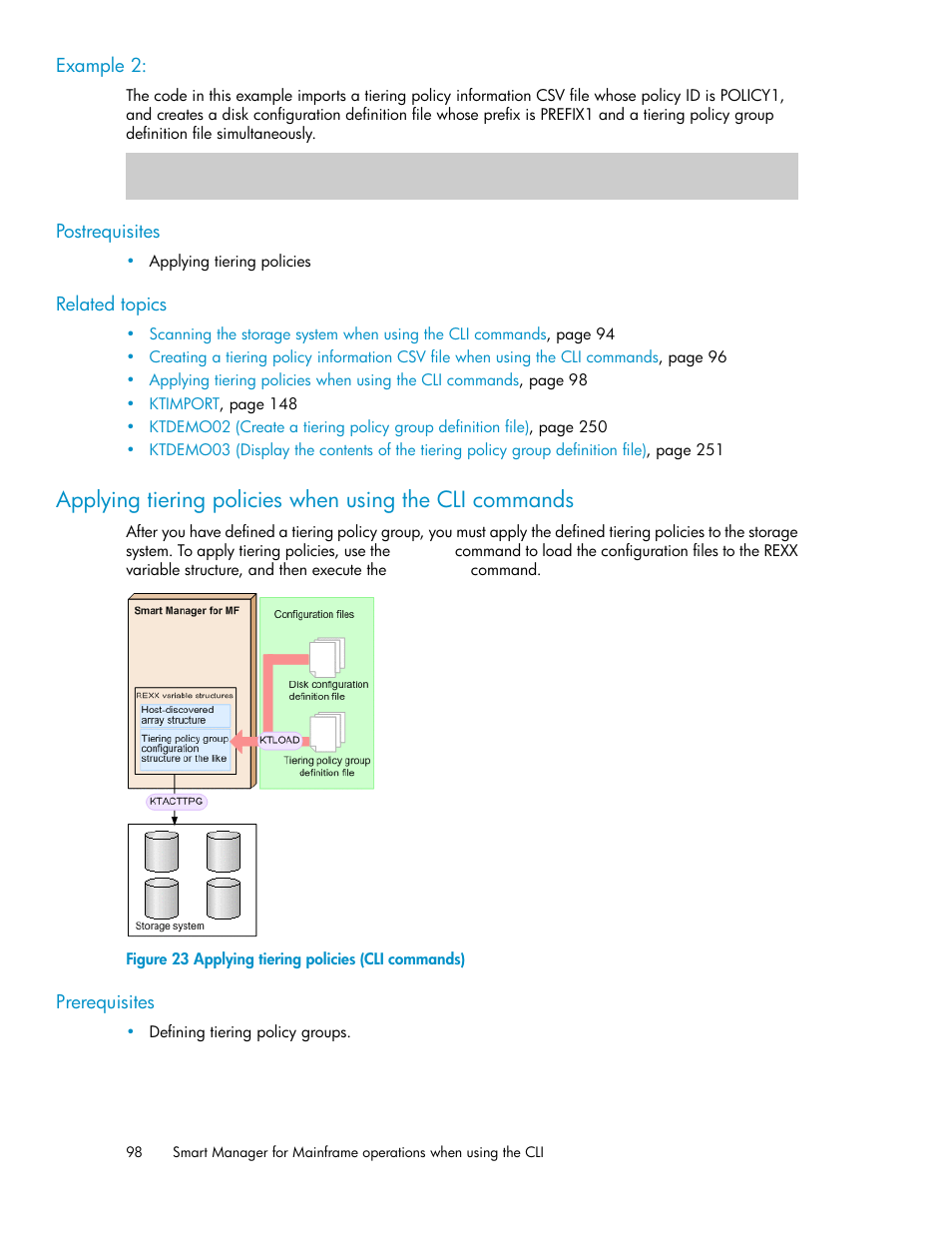 Applying tiering policies (cli commands) | HP XP Command View Advanced Edition Software User Manual | Page 98 / 310