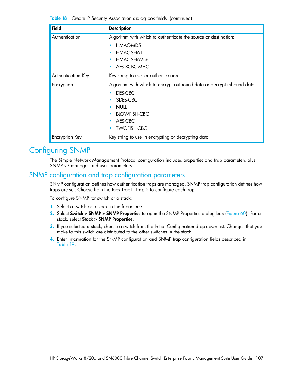 Configuring snmp | HP H-series Enterprise Fabric Management Suite Software User Manual | Page 107 / 160