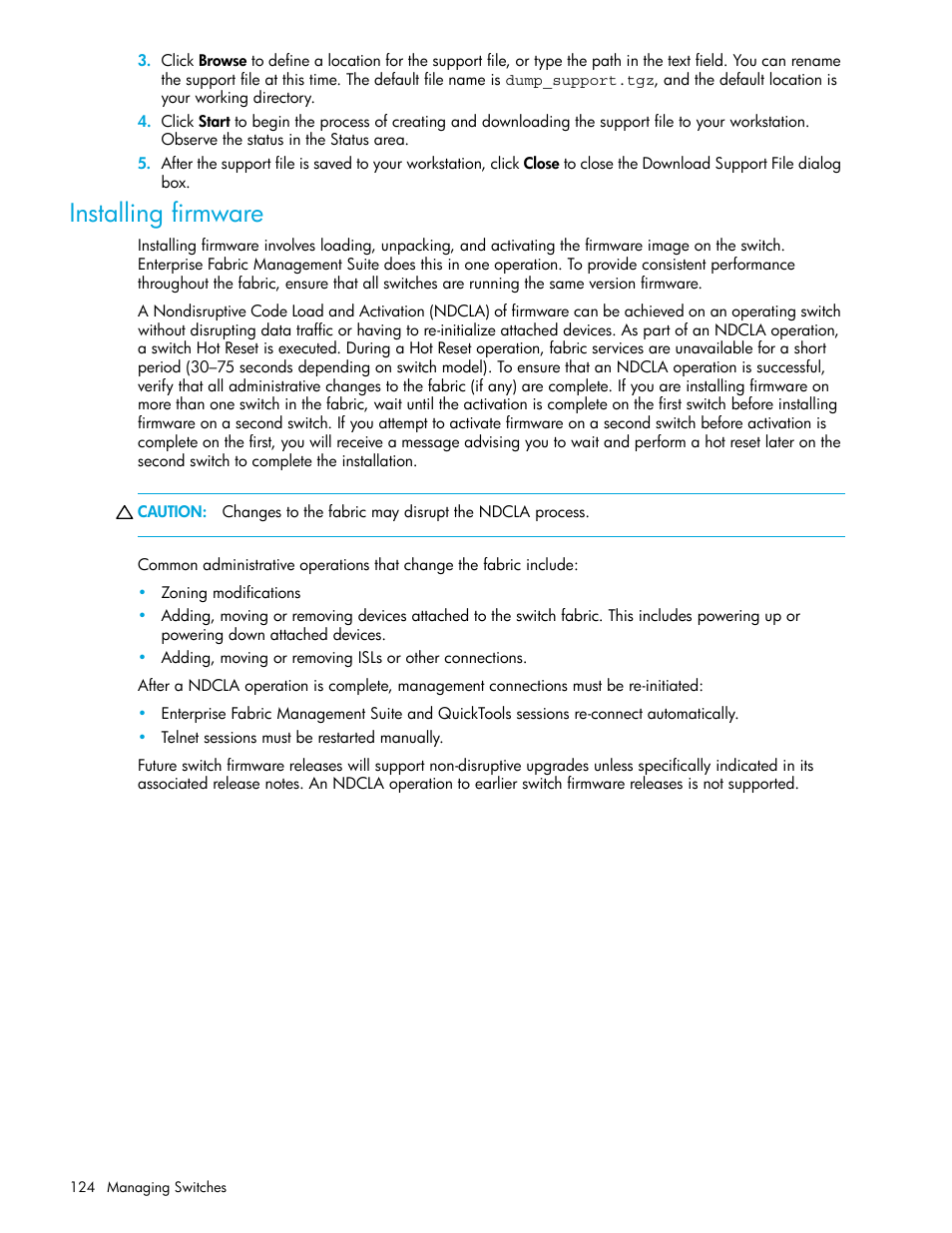 Installing firmware | HP H-series Enterprise Fabric Management Suite Software User Manual | Page 124 / 160