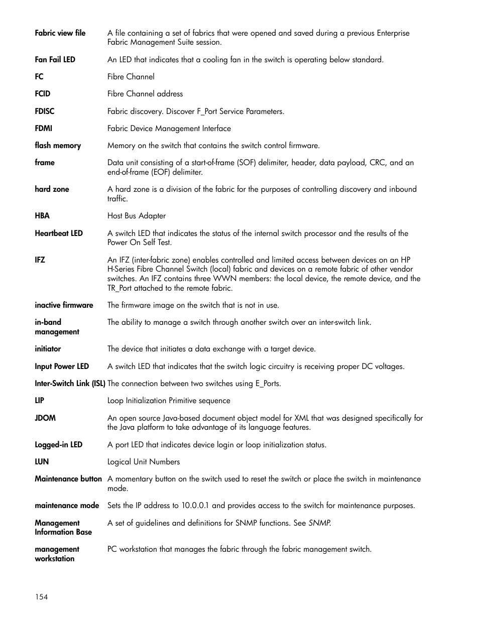HP H-series Enterprise Fabric Management Suite Software User Manual | Page 154 / 160
