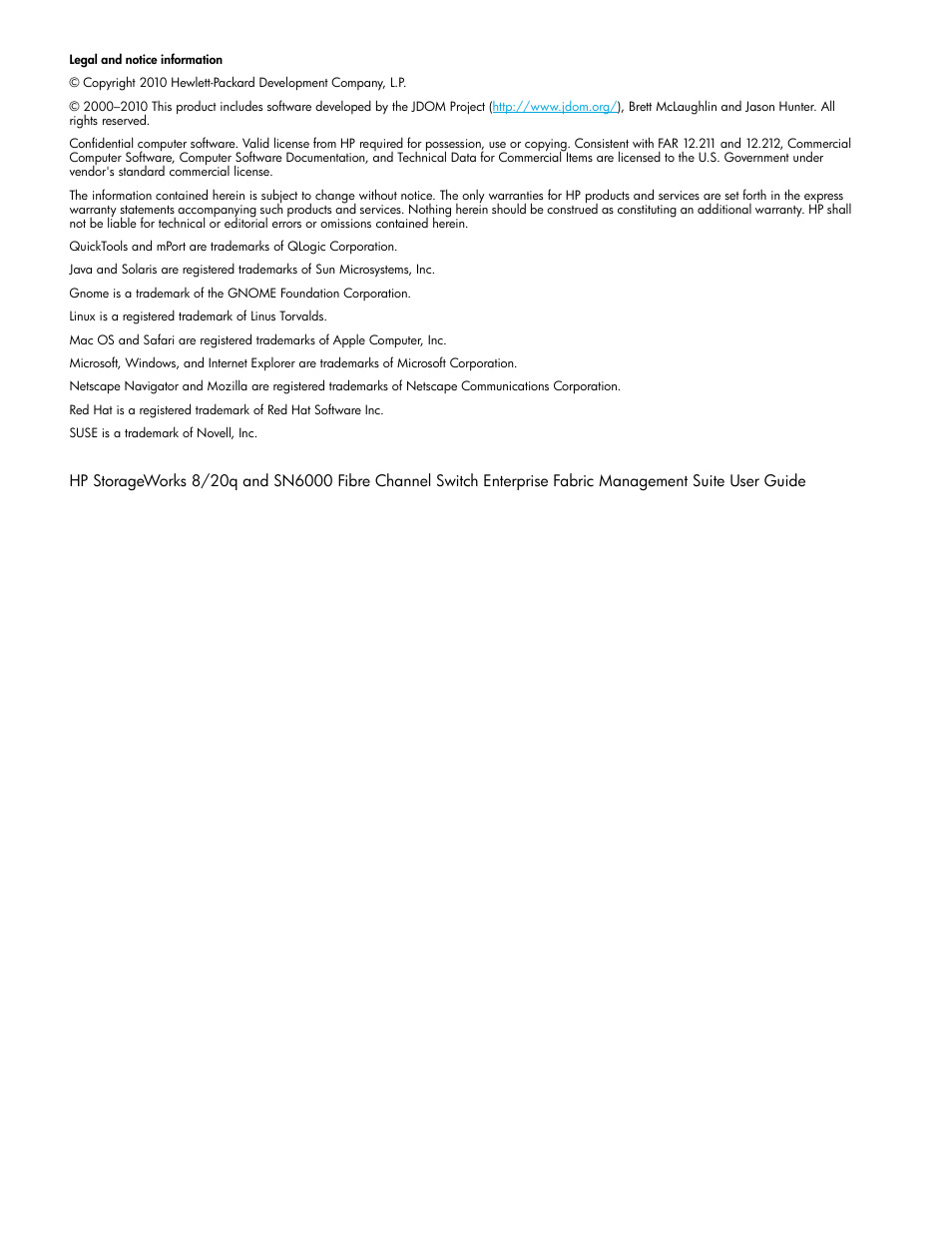 HP H-series Enterprise Fabric Management Suite Software User Manual | Page 2 / 160