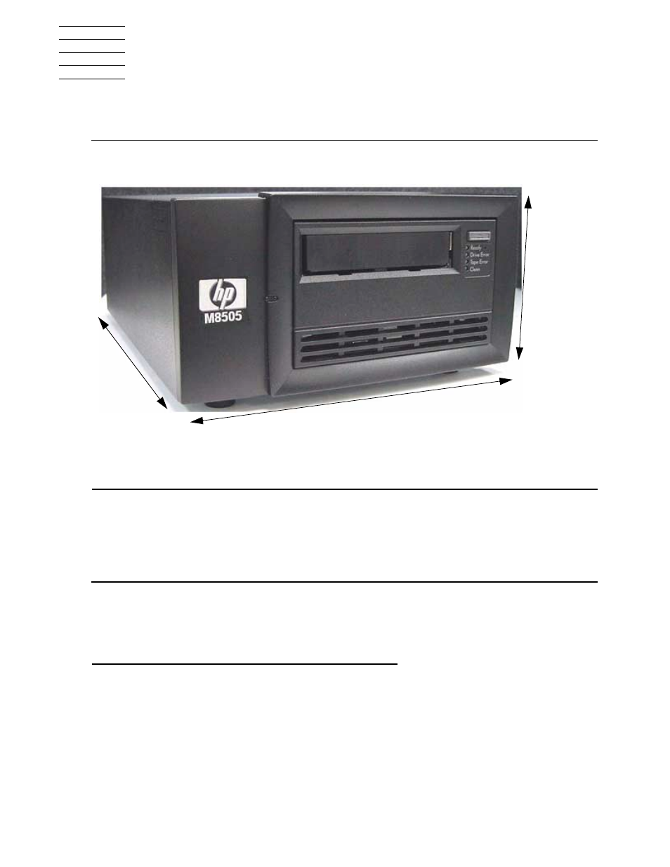 A specifications, Tape drive components weights, A. specifications | Figure a-1, Tape drive dimensions, Table a-1, Appendix a, specifications, Specifications | HP Integrity NonStop H-Series User Manual | Page 49 / 60