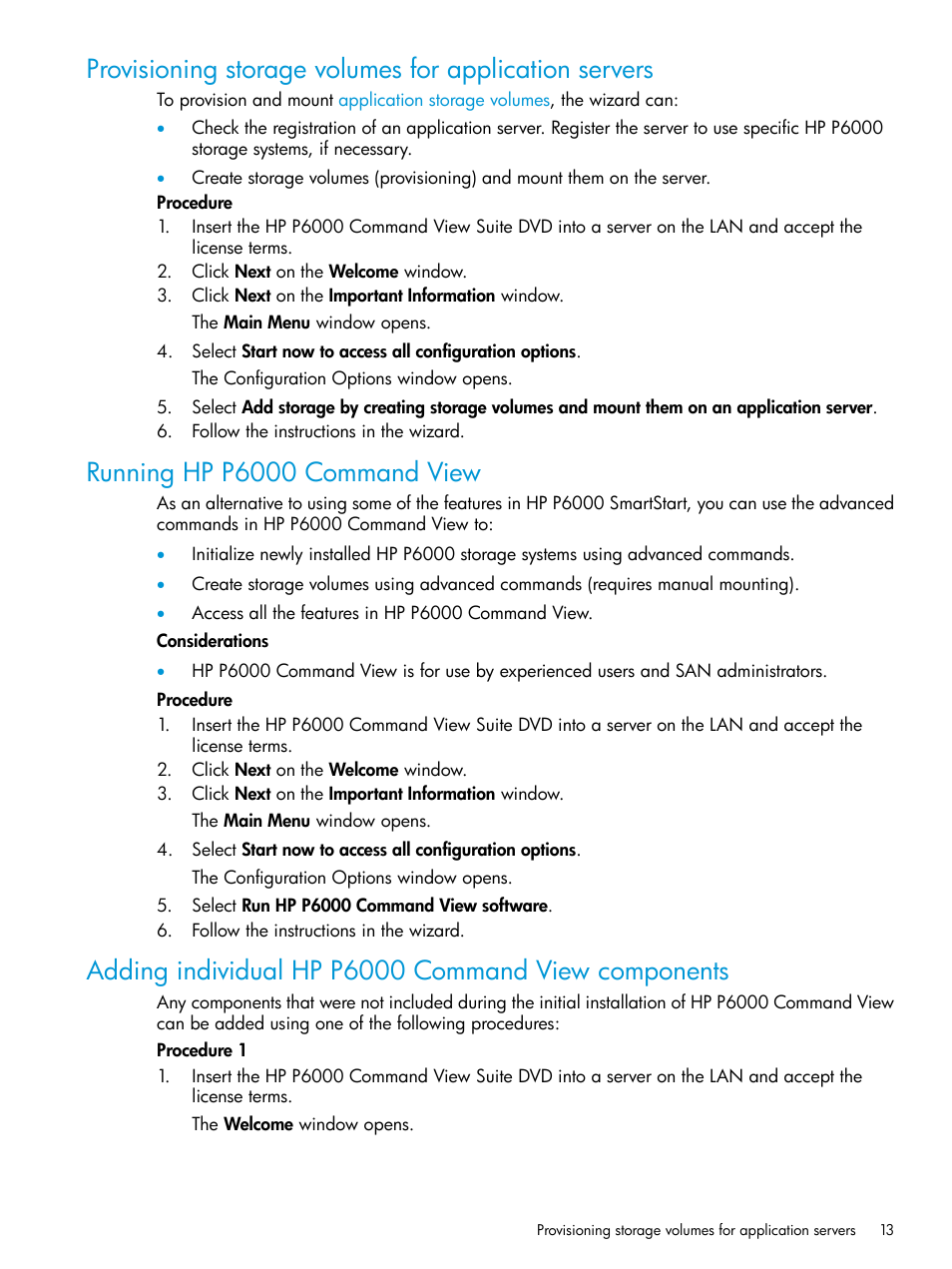 Running hp p6000 command view, Adding individual hp p6000 command view components | HP Command View EVA Software User Manual | Page 13 / 44