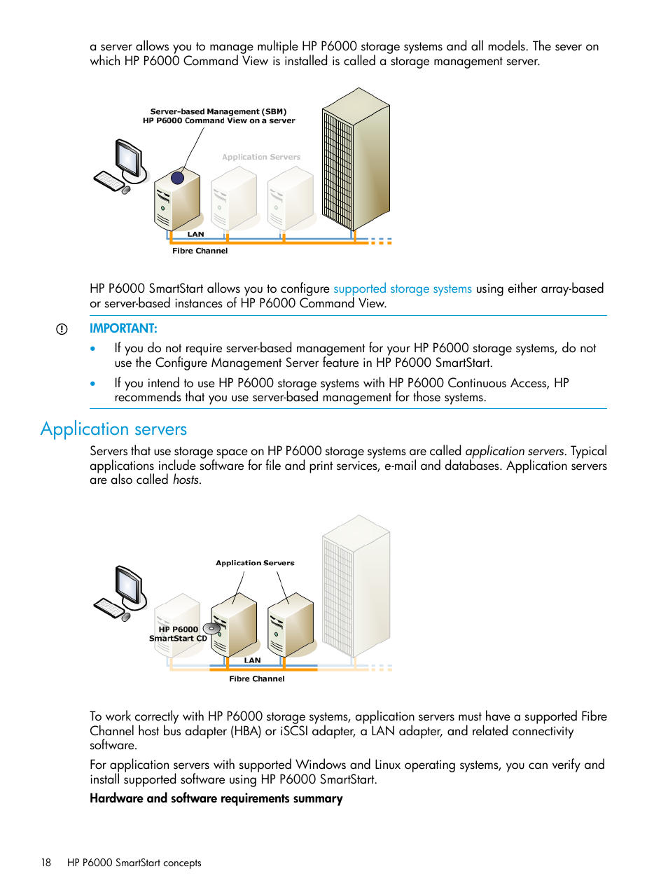 Application servers, Application server | HP Command View EVA Software User Manual | Page 18 / 44