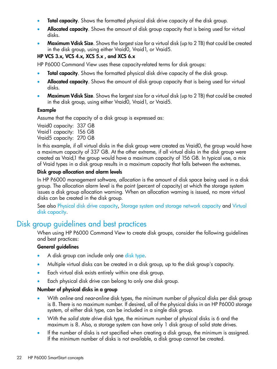 Disk group guidelines and best practices | HP Command View EVA Software User Manual | Page 22 / 44