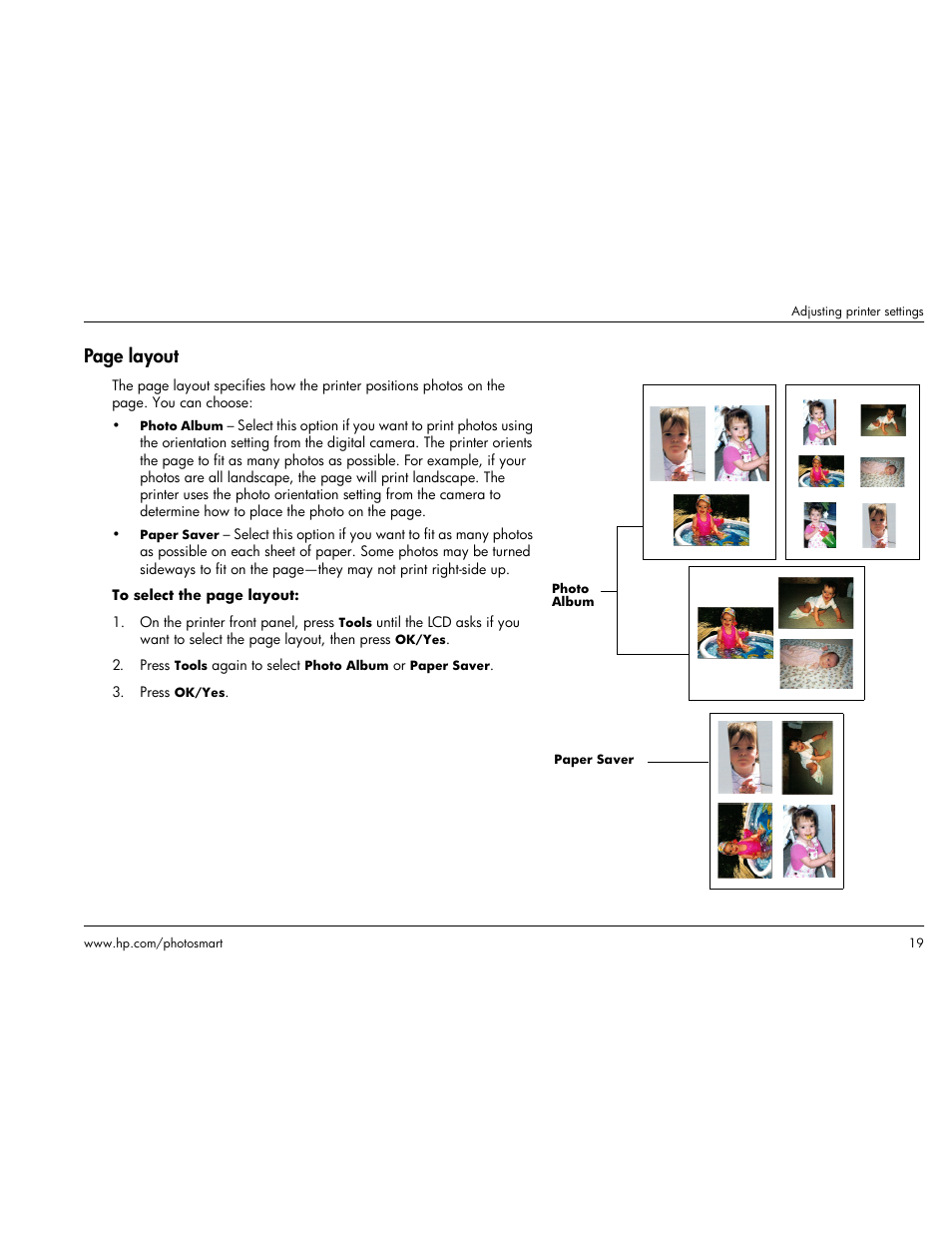 Page layout | HP Photosmart p1000 1000 Printer User Manual | Page 25 / 113