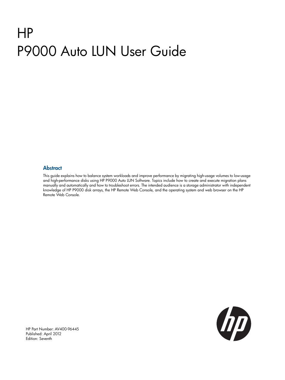 HP XP P9500 Storage User Manual | 69 pages