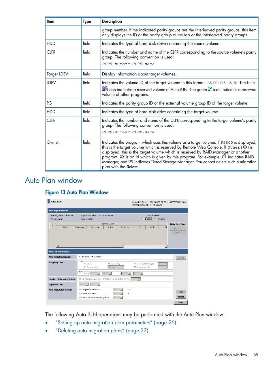 Auto plan window | HP XP P9500 Storage User Manual | Page 55 / 69