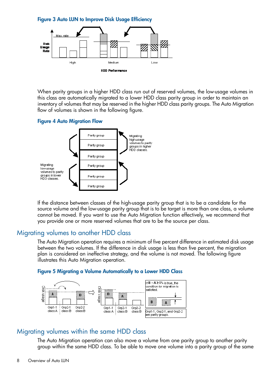 Migrating volumes to another hdd class, Migrating volumes within the same hdd class | HP XP P9500 Storage User Manual | Page 8 / 69