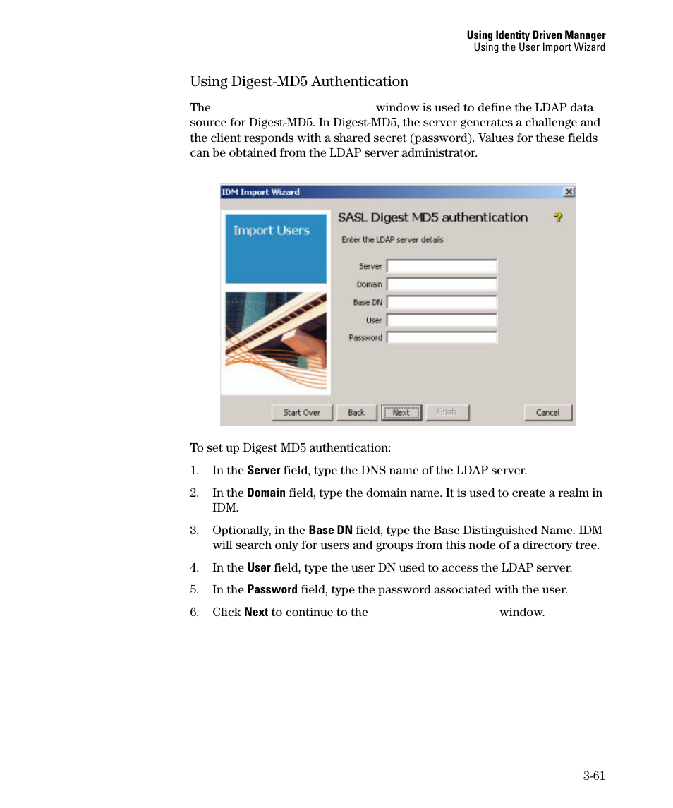 Using digest-md5 authentication | HP Identity Driven Manager Software Series User Manual | Page 115 / 144