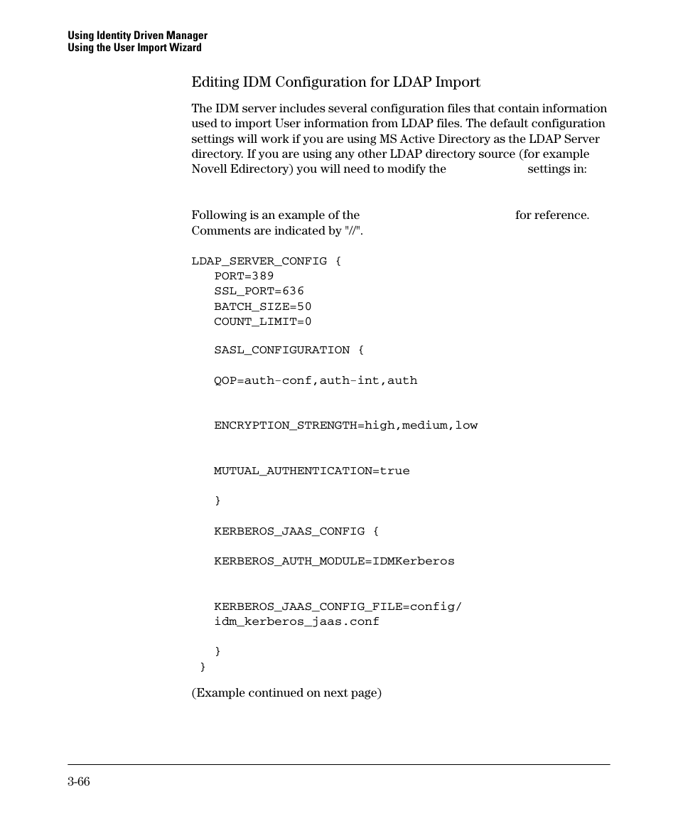 Editing idm configuration for ldap import | HP Identity Driven Manager Software Series User Manual | Page 120 / 144