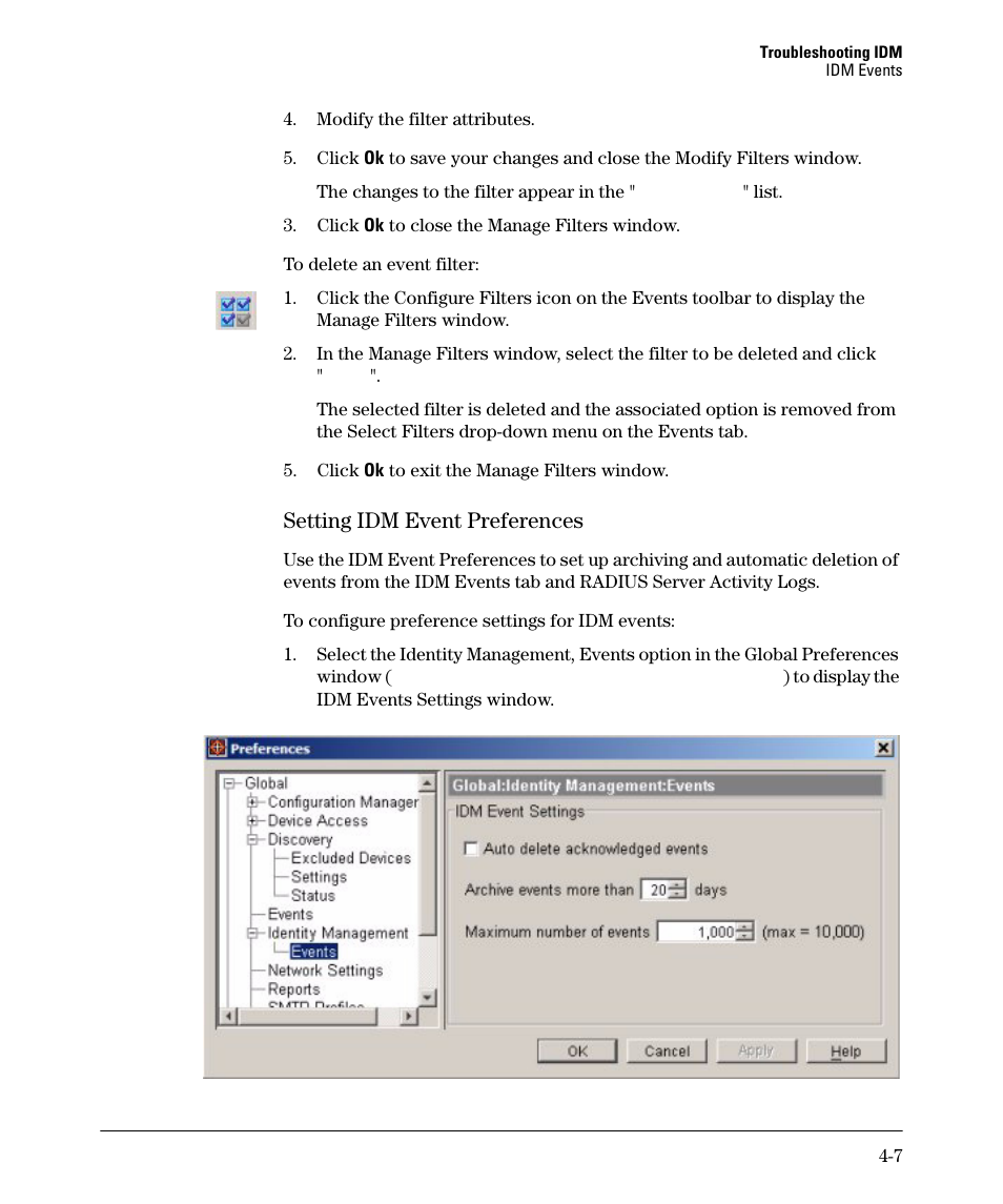 Setting idm event preferences | HP Identity Driven Manager Software Series User Manual | Page 131 / 144