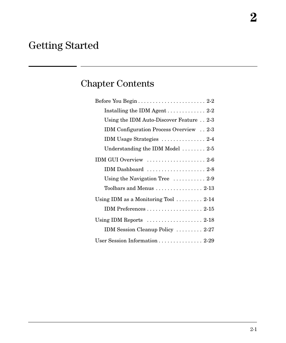 Getting started, Chapter contents | HP Identity Driven Manager Software Series User Manual | Page 21 / 144