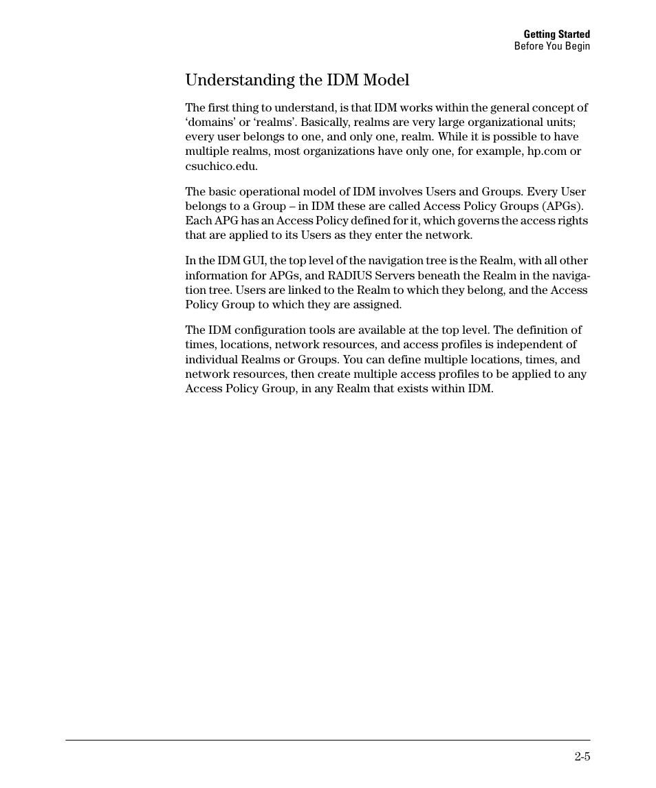 Understanding the idm model, Understanding the idm model -5 | HP Identity Driven Manager Software Series User Manual | Page 25 / 144